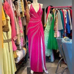 Y2K Hot Pink Beaded Gown